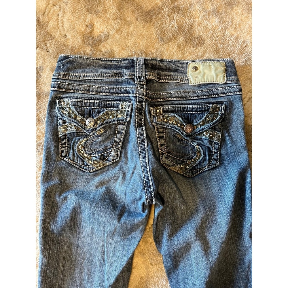 Silver Jeans Suki Jeans Women's Dark Wash Rhinestone Pockets